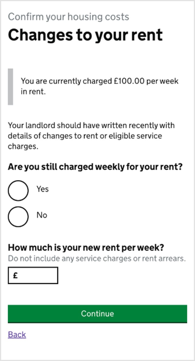 changes to your rent