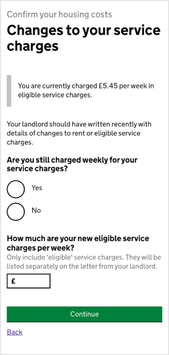 changes to your service charges