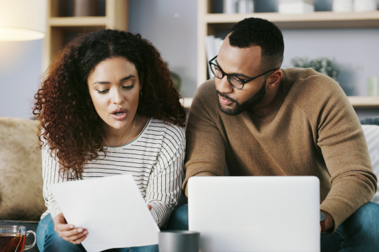 Couple looking at paperwork