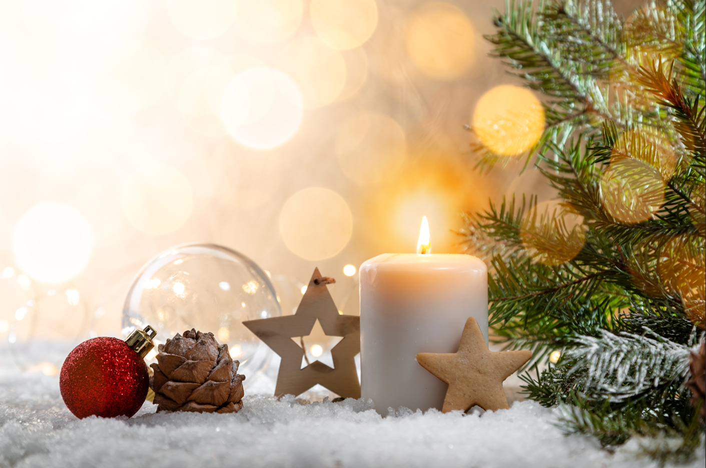 Christmas candle and decorations