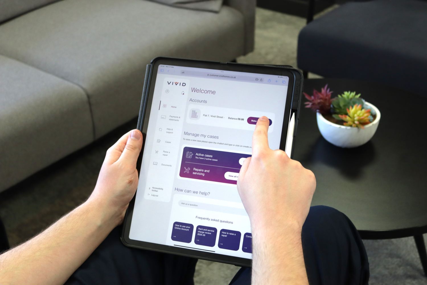 Customer using online account